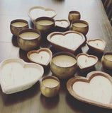 Large Heart shaped wooden bowls